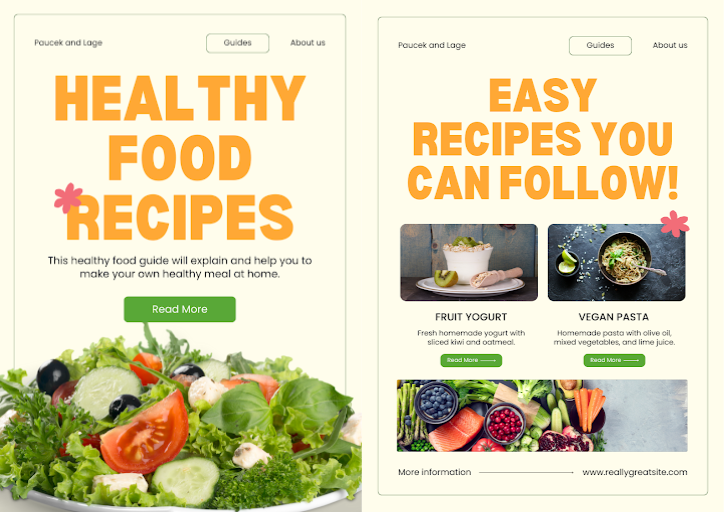 Example of email marketing for doctors sending healthy recipes to patients